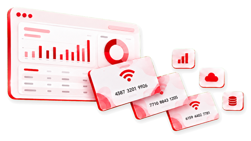 لوحة تقارير وكروت رقمية تمثل دورة النظام